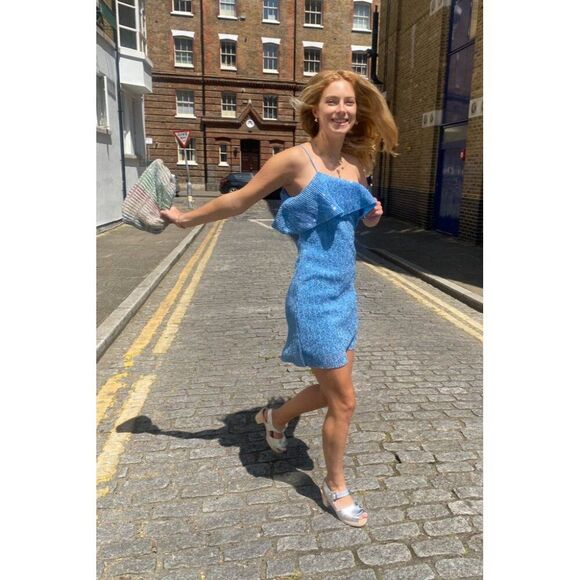 New STINE GOYA Kenza Cockail One Shoulder sequined minidress in Blue Size S - Picture 6 of 14